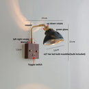Axyaa Clear Glass LED Wall Lights with Modern Toggle Switch, Walnut Copper Stair Light