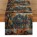 Axyaa Halloween Castle Cat Table Runner Kitchen Dining Decoration