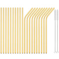 Axyaa Stainless Steel Straw Set - Straight & Curved Drinking Straws for Bar Parties