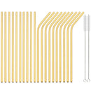 Axyaa Stainless Steel Straw Set - Straight & Curved Drinking Straws for Bar Parties