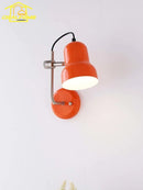 Axyaa Medieval Red/Orange LED Wall Lamp: Adjustable Iron Art for Bedroom Study Reading
