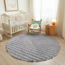 Axyaa Round Rabbit Plush Faux Fur Circle Rug for Bedroom and Living Room