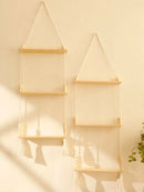 Axyaa 3-Tier Macrame Floating Shelves with Beads, Boho Home Decor Storage Rack
