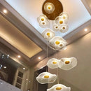 Axyaa Luxury Gold LED Lotus Chandelier for Dining Room Staircase Nordic Creative Lighting