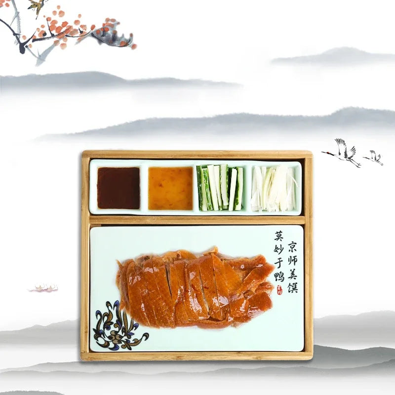 Axya Bamboo Wood Ceramic Peking Duck Plate: Restaurant Mood Tableware