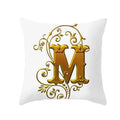 Axyaa European Gold 26 Letters Digital Printed Pillowcase for Home Decor