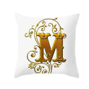 Axyaa European Gold 26 Letters Digital Printed Pillowcase for Home Decor