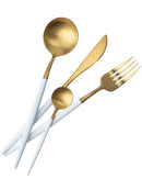 Axya Stainless Steel Cutlery Set with Silicone White Handle Spoon and Fork