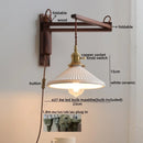 Axyaa Ceramic Walnut Wall Light Fixture Modern Style Bedroom Living Room Lamp