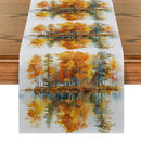 Axyaa Autumn Tree Lake Table Runner for Kitchen Dining Decor