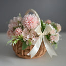 Axyaa Woven Flower Basket with Pearl Handle - Wedding Decor & Picnic Baskets