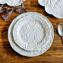 Axyaa Embossed Ceramic Grape Plate - Vintage British Style Dessert and Steak Serving