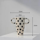 Axyaa Polka Dot Ceramic Vase Pot Home Decor Handicrafts Flower Arrangement Accessory