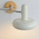 Axyaa LED Wall Sconce Light Rotate Pull Chain Switch Wood Base Bedside Lamp