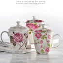Axyaa Floral Rose Bone  Coffee Mug, Creative Flower Design, Ceramic Water Cup