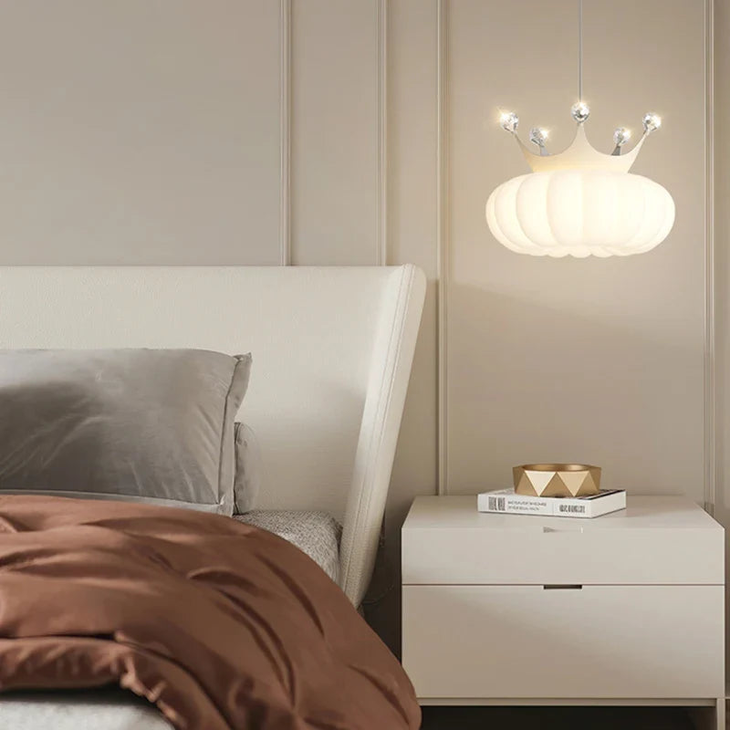 Axyaa White Cloud Crown Pendant Lamp: Luxury Lighting for Children's Bedroom, Living Room & Dining Room