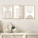 Axyaa Modern Geometric Beige Abstract Canvas Wall Art for Bedroom Decor