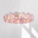 Axyaa Pink Glass Ceiling Chandelier Luxury Hanging Light French Vintage Pendant Lamp