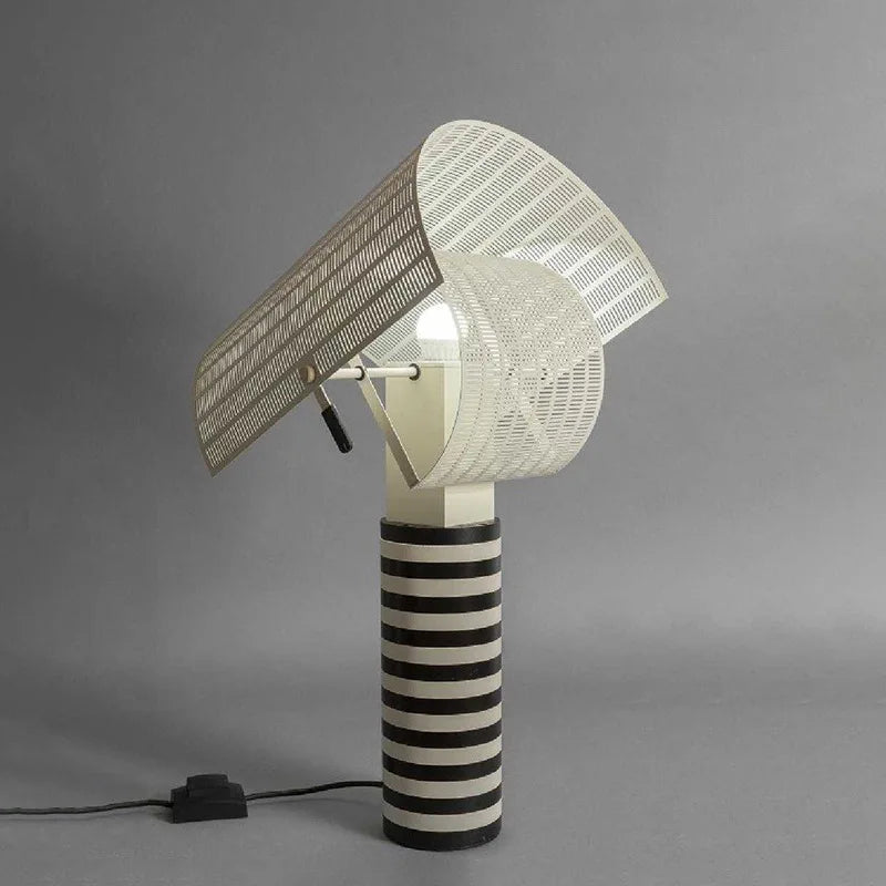 Axyaa Modern Stripe Grid Table Lamp Black White LED Art Light