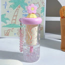 Axyaa Flower Tea Glass Straw Tumbler Water Bottle Girls Cold Beverage Cup
