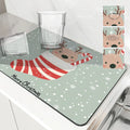 Christmas Deer Socks Berries Non-Slip Drying Mat by Axyaa Kitchen Counter Placemat
