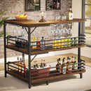Axyaa 3 Tier L-Shaped Home Bar Unit with Wine Glasses Holder and Storage Shelves