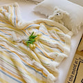 Axyaa Striped Milk Fleece Double Blanket: Warm & Thick Coral Fleece Nap Blanket