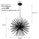 Axyaa Modern Black Sputnik Chandelier, 9-Light Starburst Ceiling Light
