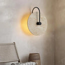 Axyaa Round Stone LED Wall Lights Black Metal Sconce Lamp