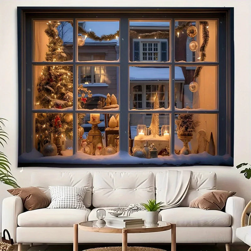 Axyaa Christmas Decoration Tapestry Curtain Hanging Cloth for Home Living Room and Bedroom