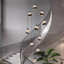 Axyaa Crystal Chandelier Stair Pendant Living Room Interior Lighting