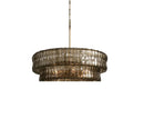 Axyaa Smoke Gray Glass Chandeliers: Classic Round Gold Lustres for Home Ceiling Lighting