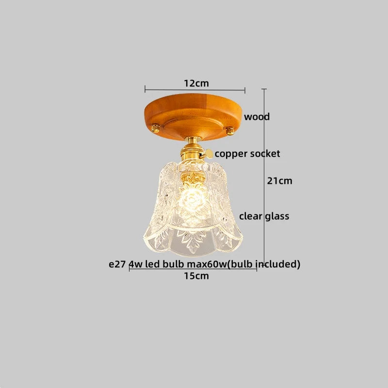 Axyaa Copper Wood LED Ceiling Lamp Modern Indoor Lighting Fixtures