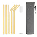 Axyaa Stainless Steel Drinking Straws Set with Cleaning Brush - Bar Party Accessory