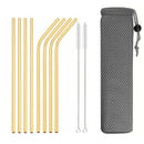 Axyaa Stainless Steel Drinking Straws Set with Cleaning Brush - Bar Party Accessory