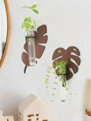 Axyaa Wood Wall Planters Turtle Back Leaf Pots Indoor Propagation Station