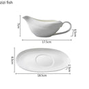Axyaa 160ml Ceramic Gravy Boat Set in Pure White for Steak Sauce and Specialty Dishes