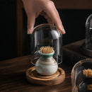 Axya Retro Ceramic Toothpick Box Glass Cover Holder