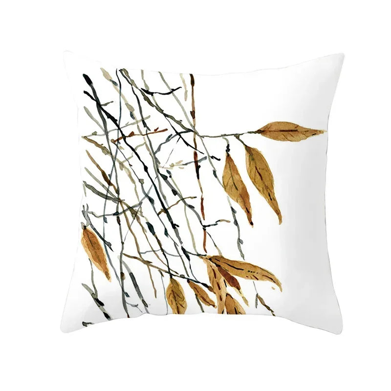 Axyaa Autumn Maple Leaves Pillow Cases with Fresh Print Flower Plant Custom Polyester Cover