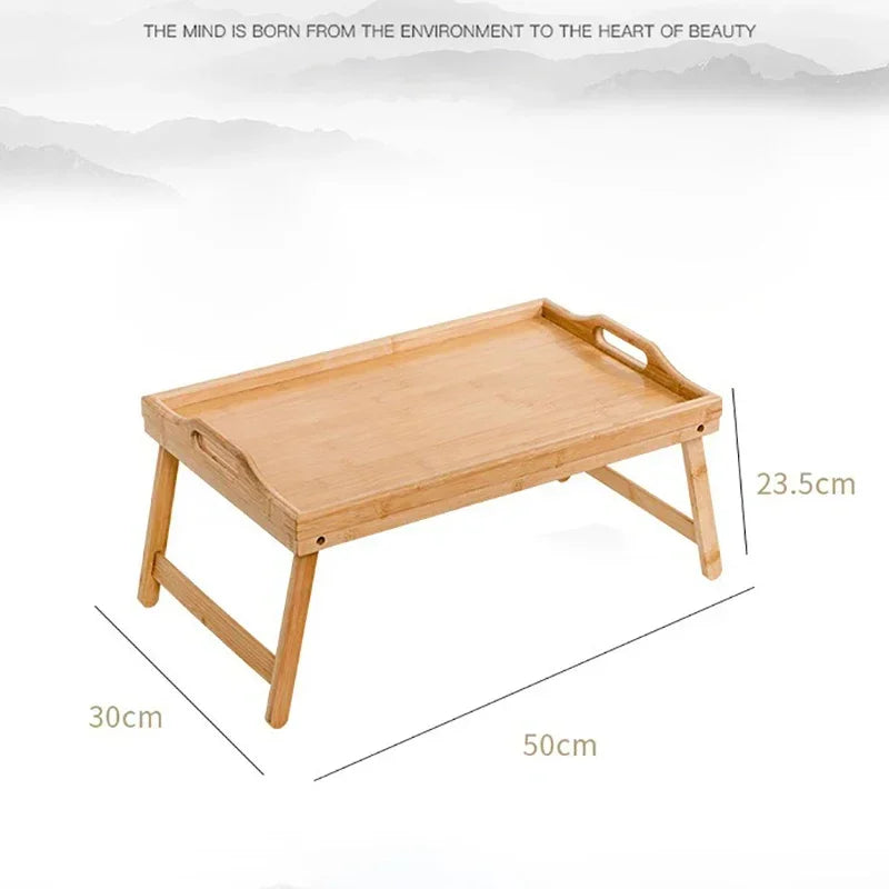Bamboo Mini Dining Table for Breakfast & Dessert, Axyaa Living Room Bedroom Essential
