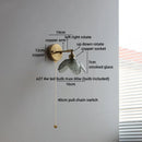 Axyaa Gold LED Crystal Glass Wall Sconce - Modern Nordic Bedroom Balcony Lamp