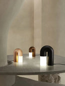Axyaa Retro Ash Wood Acrylic Table Lamps - Dimmable LED Bedroom Decor