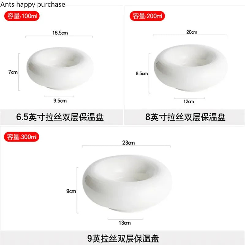 Axya White Ceramic Dinner Plate Set Restaurant Tableware Bowl Snack Dessert Fruit Plate
