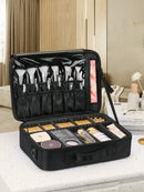Axyaa Travel Makeup Train Case with Adjustable Dividers and Shoulder Strap