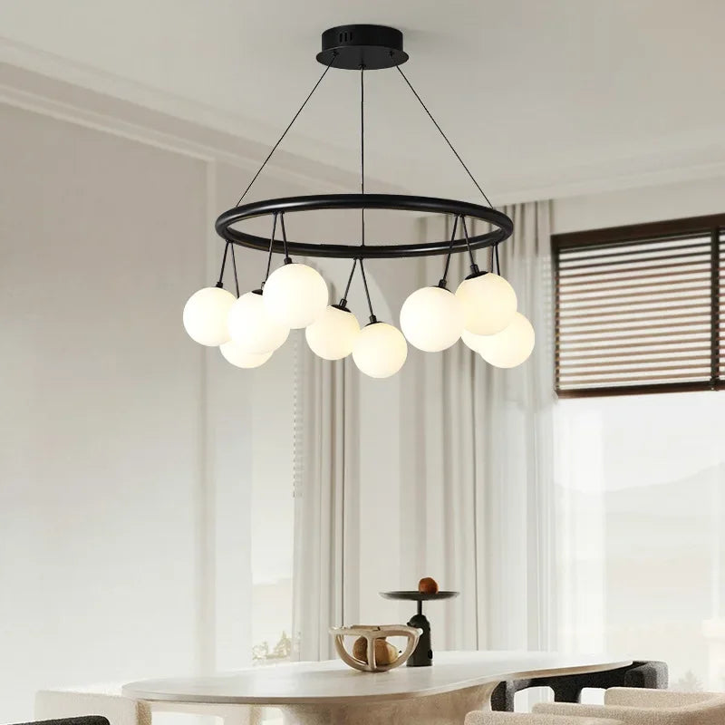 Axyaa White Glass Ball Chandelier Pendant for Kid's Room or Dining Area