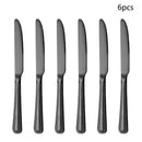 Axyaa 24-piece Stainless Steel Black Tableware Set - Knife, Fork, Spoon