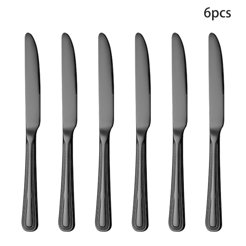Axyaa 24-piece Stainless Steel Black Tableware Set - Knife, Fork, Spoon