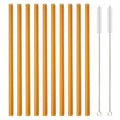 Axyaa 12Pcs Glass Straw Set: Reusable Straws 8'' Long with Cleaning Brush
