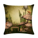 Axyaa Mushroom Fairy Tale Garden Linen Pillowcase for Sofa Seat Decor
