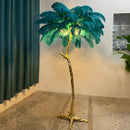 Axyaa Ostrich Feather Nordic Floor Lamp Gold Resin Tripot Luminaire